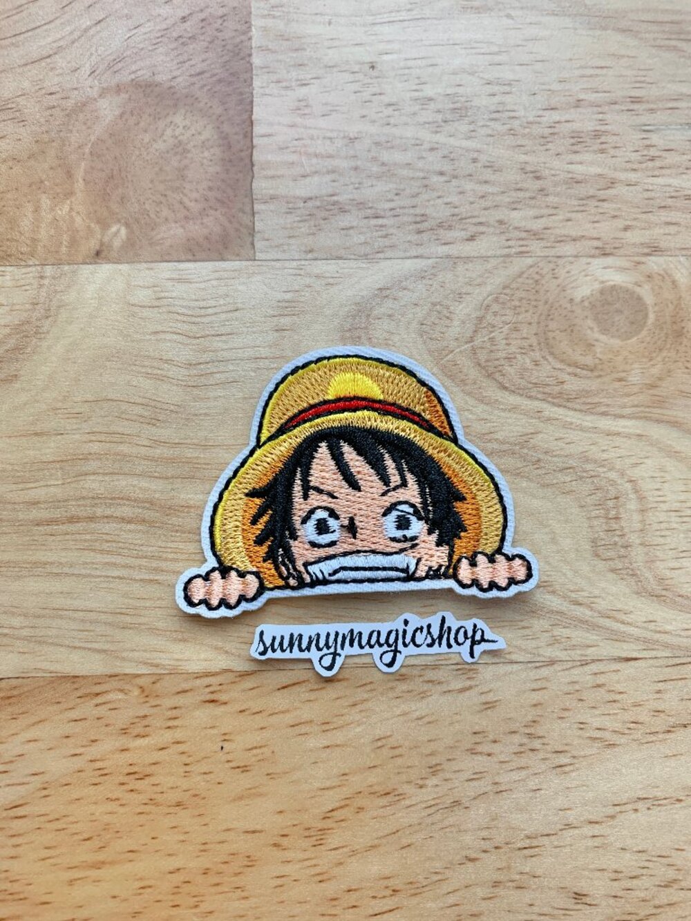 One Piece Anime Embroidered Patch Strawhat Monkey D Luffy Peeking